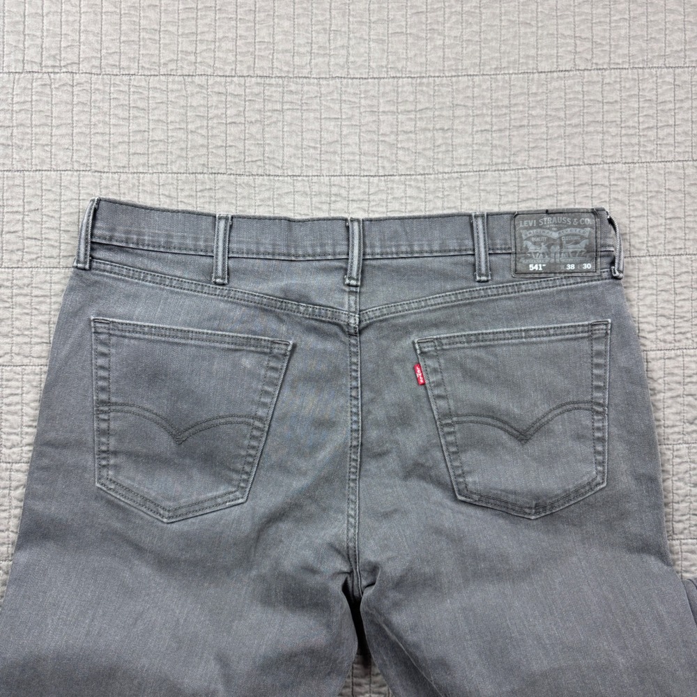 Levis 541 Athletic Taper Grey Jeans Mens 38x30 (38x29) Stretch Denim Pants - Picture 6 of 13
